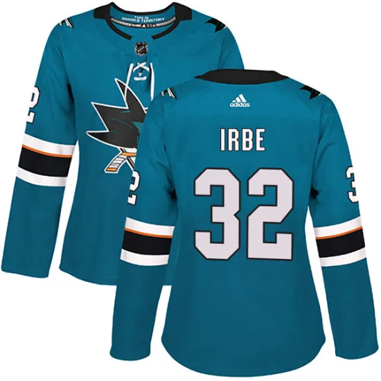 Adidas Arturs Irbe San Jose Sharks Women's Authentic Home Jersey - Teal