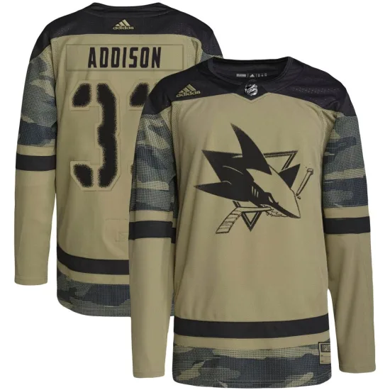 Adidas Calen Addison San Jose Sharks Youth Authentic Military Appreciation Practice Jersey - Camo