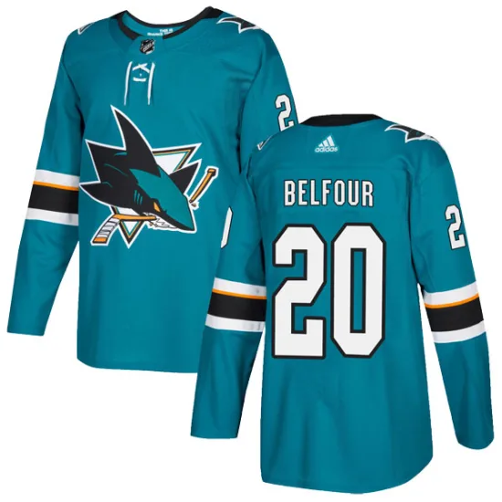 Adidas Ed Belfour San Jose Sharks Youth Authentic Home Jersey - Teal