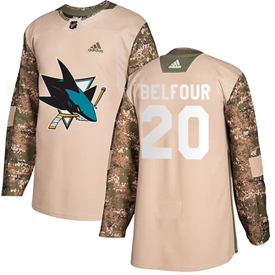 Adidas Ed Belfour San Jose Sharks Youth Authentic Veterans Day Practice Jersey - Camo