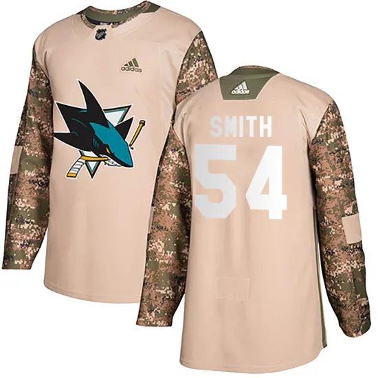 Adidas Givani Smith San Jose Sharks Youth Authentic Veterans Day Practice Jersey - Camo