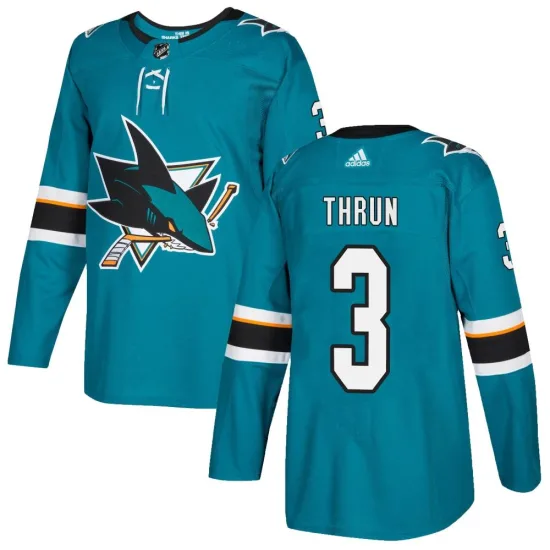 Adidas Henry Thrun San Jose Sharks Youth Authentic Home Jersey - Teal