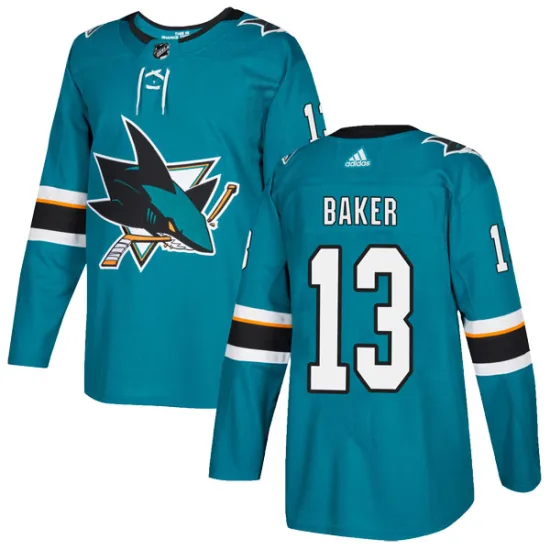 Adidas Jamie Baker San Jose Sharks Youth Authentic Home Jersey - Teal