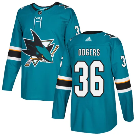 Adidas Jeff Odgers San Jose Sharks Youth Authentic Home Jersey - Teal