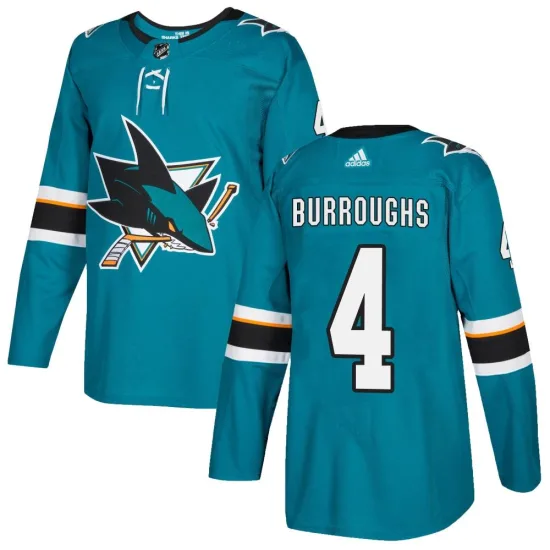 Adidas Kyle Burroughs San Jose Sharks Youth Authentic Home Jersey - Teal