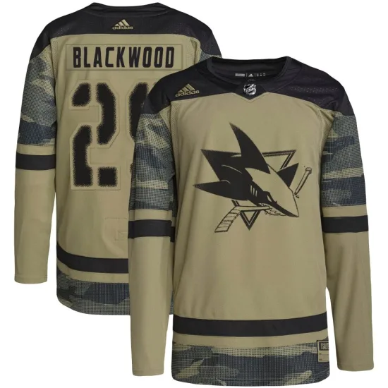 Adidas Mackenzie Blackwood San Jose Sharks Authentic Camo Military Appreciation Practice Jersey - Black