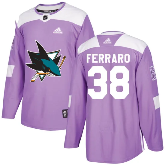 Adidas Mario Ferraro San Jose Sharks Youth Authentic Hockey Fights Cancer Jersey - Purple
