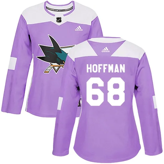 Adidas Mike Hoffman San Jose Sharks Women's Authentic Hockey Fights Cancer Jersey - Purple
