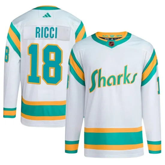 Adidas Mike Ricci San Jose Sharks Youth Authentic Reverse Retro 2.0 Jersey - White