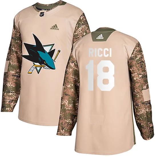 Adidas Mike Ricci San Jose Sharks Youth Authentic Veterans Day Practice Jersey - Camo
