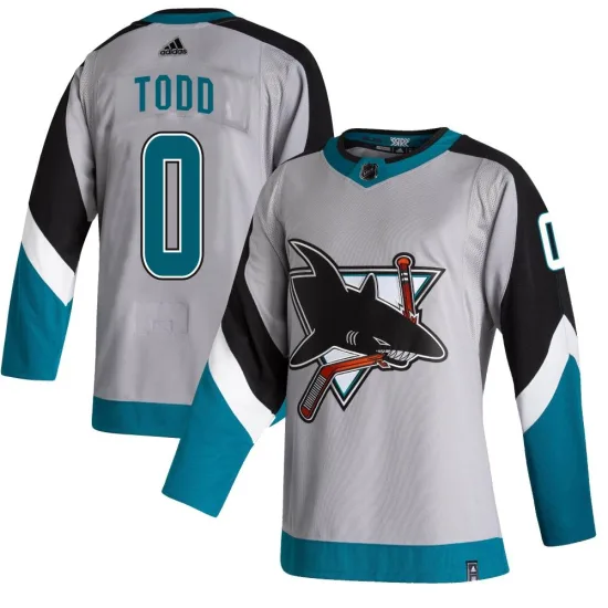 Adidas Nathan Todd San Jose Sharks Youth Authentic 2020/21 Reverse Retro Jersey - Gray