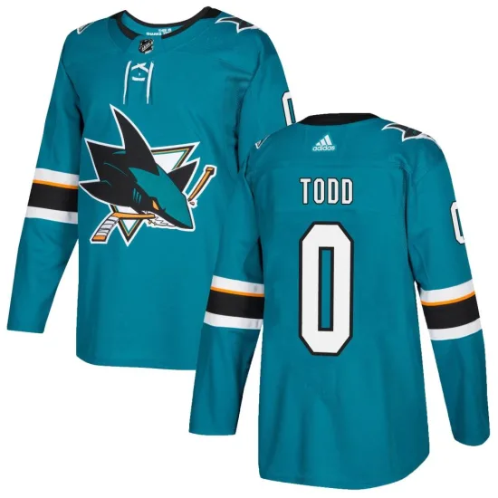 Adidas Nathan Todd San Jose Sharks Youth Authentic Home Jersey - Teal