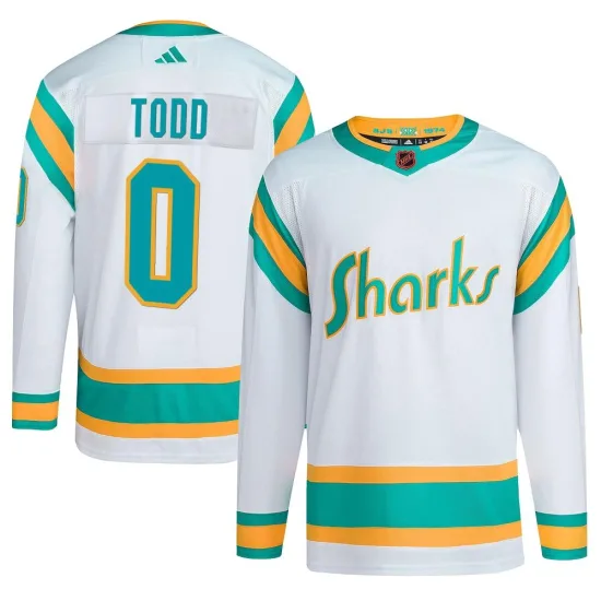 Adidas Nathan Todd San Jose Sharks Youth Authentic Reverse Retro 2.0 Jersey - White
