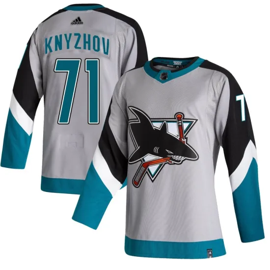 Adidas Nikolai Knyzhov San Jose Sharks Youth Authentic 2020/21 Reverse Retro Jersey - Gray