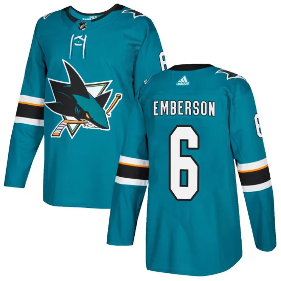 Adidas Ty Emberson San Jose Sharks Youth Authentic Home Jersey - Teal