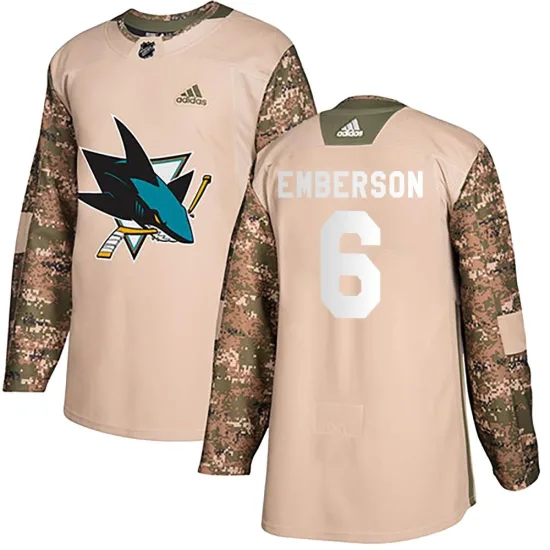 Adidas Ty Emberson San Jose Sharks Youth Authentic Veterans Day Practice Jersey - Camo