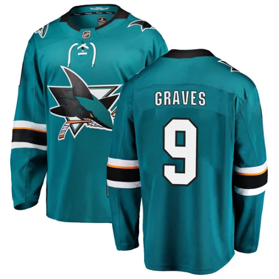 Fanatics Branded Adam Graves San Jose Sharks Youth Breakaway Home Jersey - Teal
