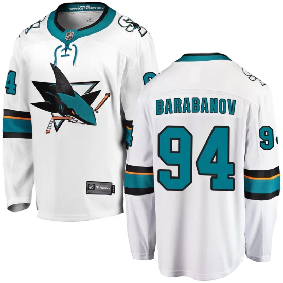 Fanatics Branded Alexander Barabanov San Jose Sharks Youth Breakaway Away Jersey - White