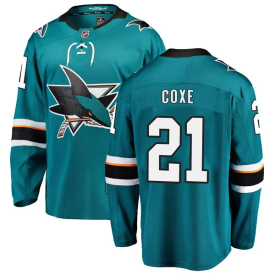 Fanatics Branded Craig Coxe San Jose Sharks Breakaway Home Jersey - Teal