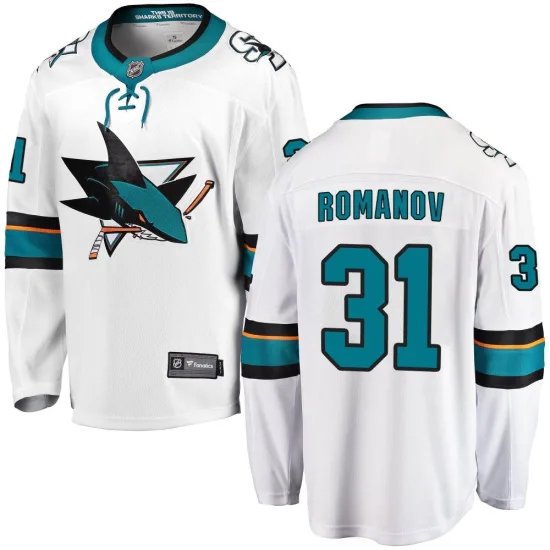 Fanatics Branded Georgi Romanov San Jose Sharks Breakaway Away Jersey - White