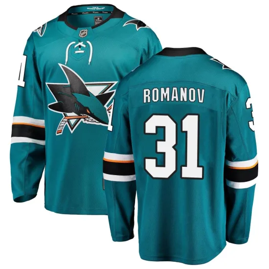 Fanatics Branded Georgi Romanov San Jose Sharks Breakaway Home Jersey - Teal