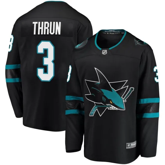 Fanatics Branded Henry Thrun San Jose Sharks Breakaway Alternate Jersey - Black