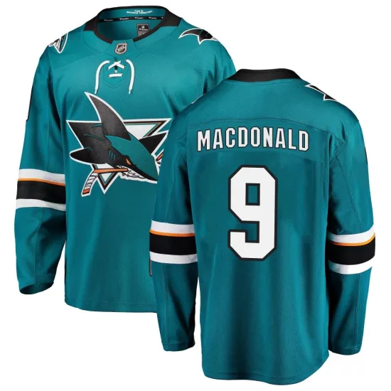Fanatics Branded Jacob MacDonald San Jose Sharks Breakaway Home Jersey - Teal
