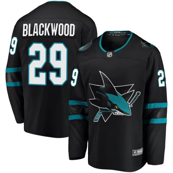 Fanatics Branded Mackenzie Blackwood San Jose Sharks Breakaway Alternate Jersey - Black