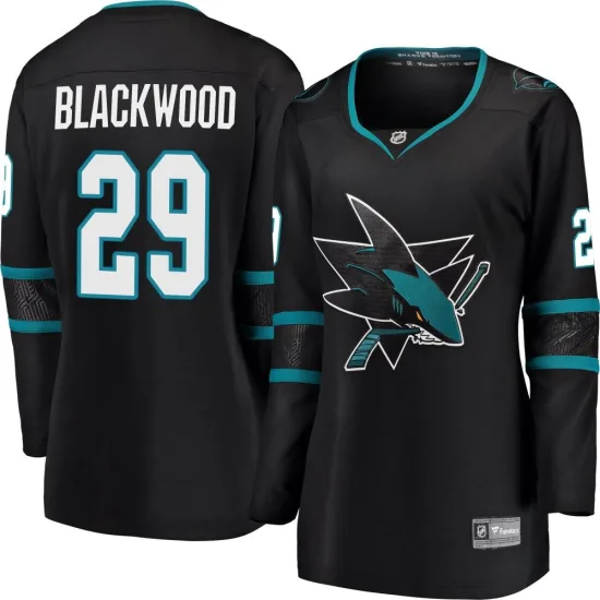 Fanatics Branded Mackenzie Blackwood San Jose Sharks Women's Breakaway Alternate Jersey - Black