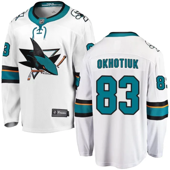 Fanatics Branded Nikita Okhotiuk San Jose Sharks Breakaway Away Jersey - White