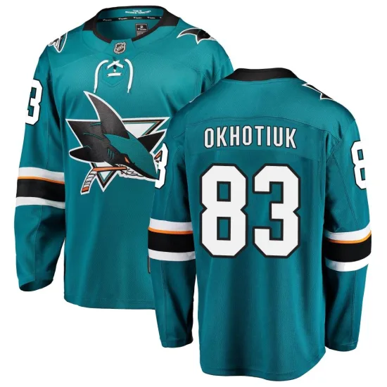 Fanatics Branded Nikita Okhotiuk San Jose Sharks Breakaway Home Jersey - Teal