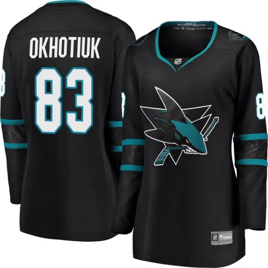 Fanatics Branded Nikita Okhotiuk San Jose Sharks Women's Breakaway Alternate Jersey - Black