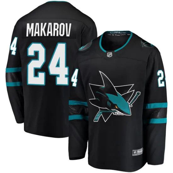 Fanatics Branded Sergei Makarov San Jose Sharks Youth Breakaway Alternate Jersey - Black