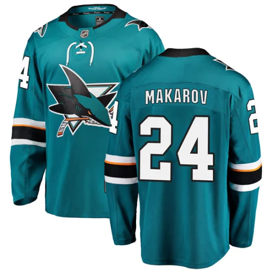 Fanatics Branded Sergei Makarov San Jose Sharks Youth Breakaway Home Jersey - Teal