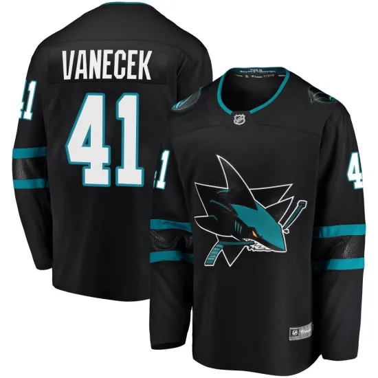 Fanatics Branded Vitek Vanecek San Jose Sharks Breakaway Alternate Jersey - Black