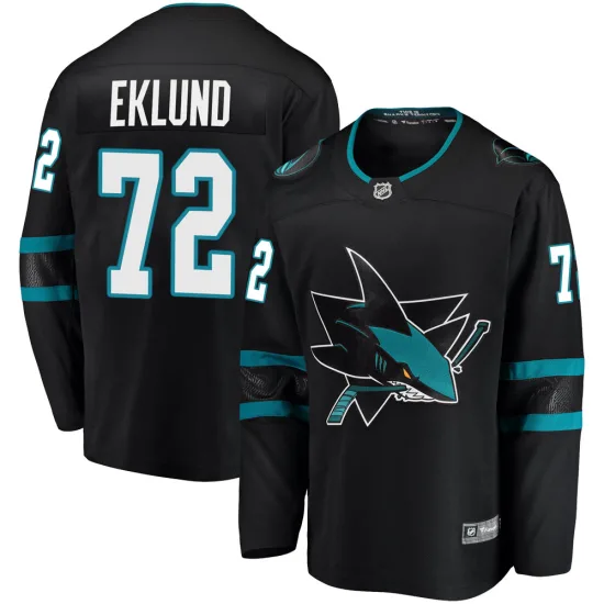 Fanatics Branded William Eklund San Jose Sharks Breakaway Alternate Jersey - Black