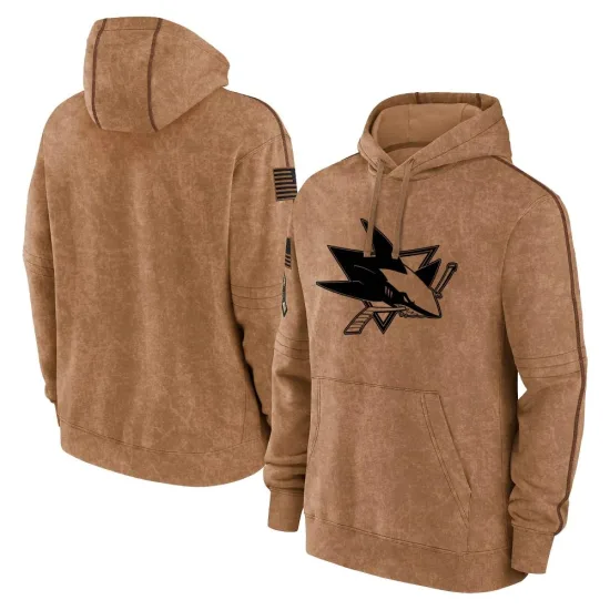 San Jose Sharks 2023 Salute to Service Club Pullover Hoodie - Brown