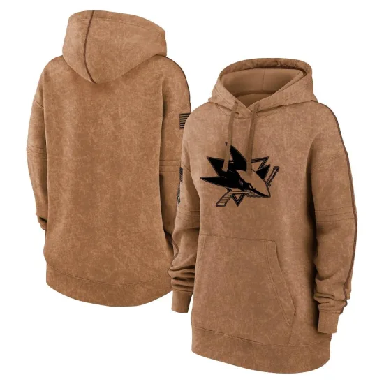 San Jose Sharks Women's 2023 Salute to Service Pullover Hoodie - Brown